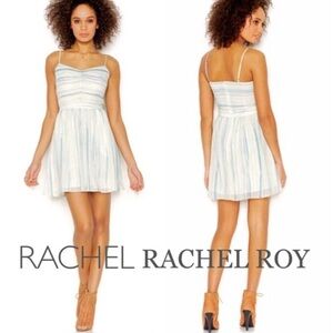 RACHEL Women’s Blue White Stripe Spaghetti Strap Pocketed Dress, size 6